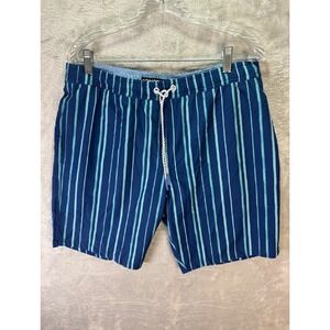 Bonobos Swim Trunks‎ Striped 9 Inch Inseam Recycled Polyester Blue Size L